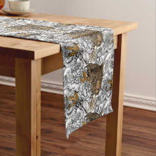 Leopard & Peonies Pattern Medium Table Runner