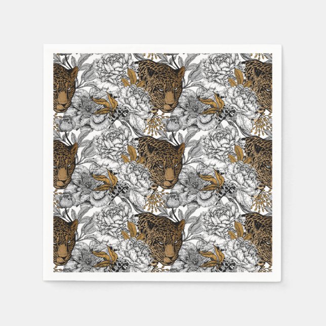 Leopard & Peonies Pattern Napkin (Front)