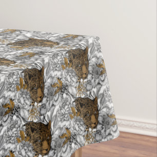Leopard & Peonies Pattern Tablecloth