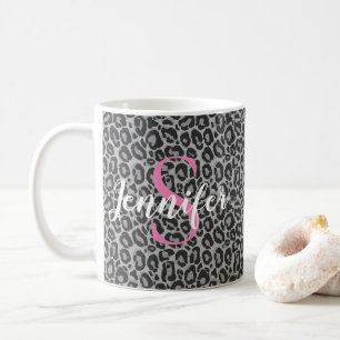 Leopard Personalise Pink Monogram & Name Coffee Mug