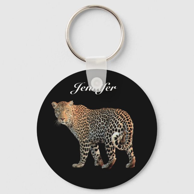 Leopard Personalised Key Ring (Front)
