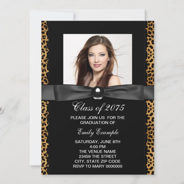 Leopard Photo Graduation Announcements (Front)