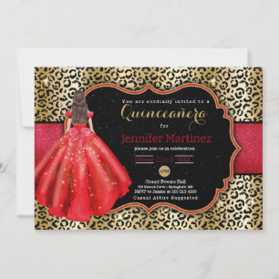 Leopard photo quinceañera invitation