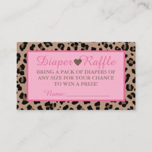 Leopard & Pink Baby Diaper Raffle Insert Cards
