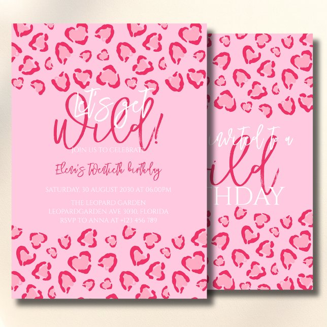 Leopard Pink Birthday Stylish Animal Print Party Invitation (Creator Uploaded)
