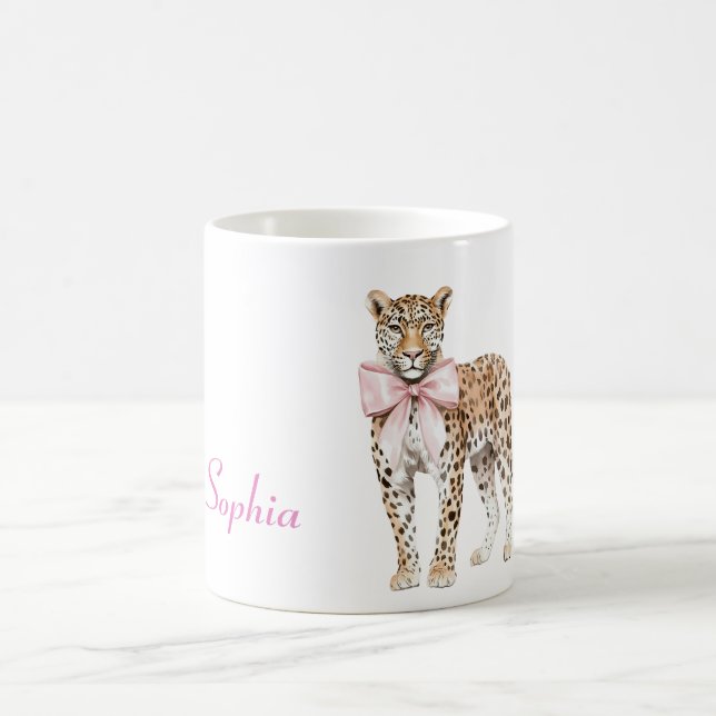Leopard Pink Bow   Coffee Mug (Center)