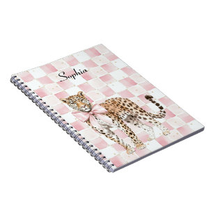 Leopard Pink Bow Squares Notebook