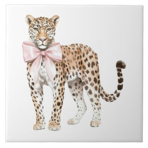 Leopard Pink Bow Tile