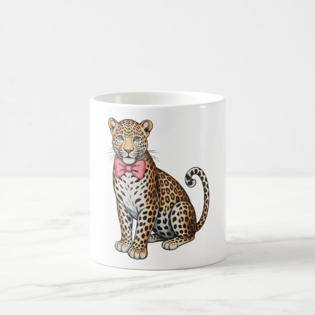 Leopard Pink Coquette Bow Girly Sublimation Art Coffee Mug (Center)