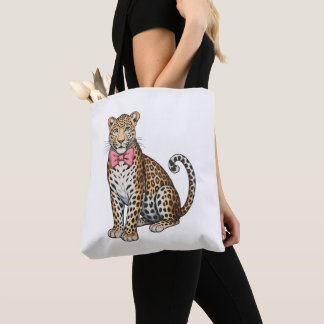 Leopard Pink Coquette Bow Girly Sublimation Art Tote Bag