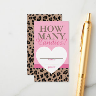 Leopard & Pink How Many Candies Game Guess Cards