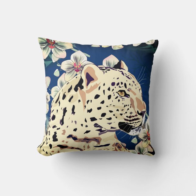 Leopard, pink Orchid Cushion (Front)