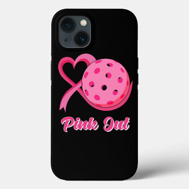 Leopard Pink Out Pickleball Tackle Breast Cancer A Case-Mate iPhone Case (Back)