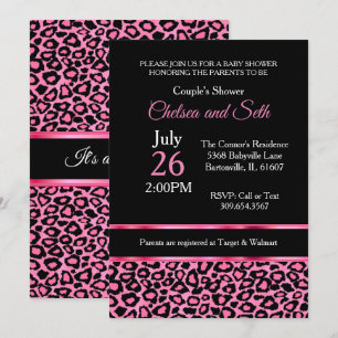 Leopard Pink Pattern  Pink   Baby Girl Shower 🤰 Invitation