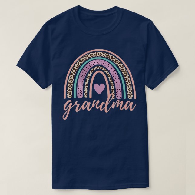 Leopard Pink Rainbow Grandma Nana Mimi Gift Mother T-Shirt (Design Front)
