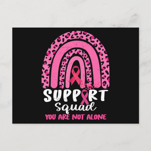Leopard Pink Rainbow Support Squad Breast Cancer A Postcard (Front)