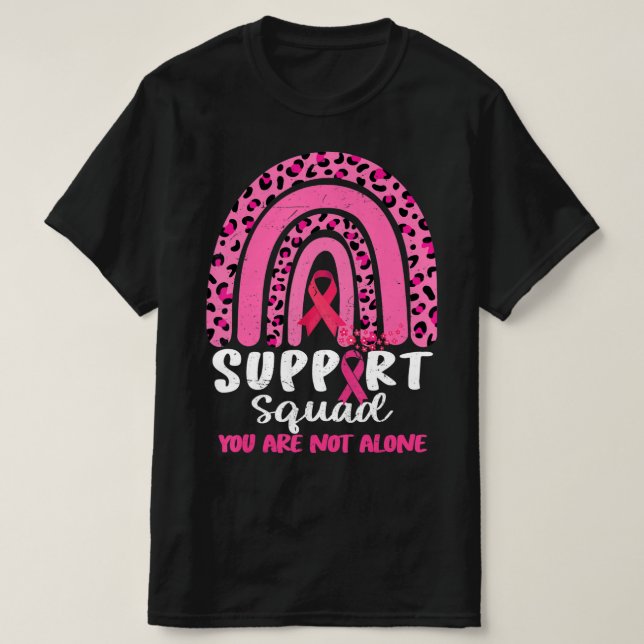 Leopard Pink Rainbow Support Squad Breast Cancer A T-Shirt (Design Front)