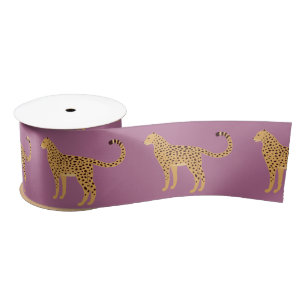 Leopard pink satin ribbon
