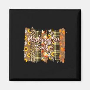 Leopard Plaid Fall Blessed Kindergarten Teacher Th Magnet