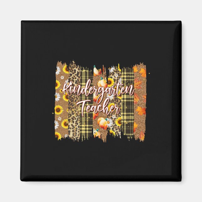 Leopard Plaid Fall Blessed Kindergarten Teacher Th Magnet (Front)