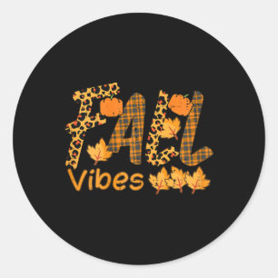 Leopard Plaid Fall Vibe Autumn Thanksgiving Women Classic Round Sticker