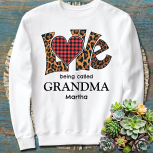 Leopard Plaid Love Being Called Grandma Sweatshirt