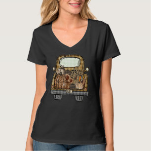 Leopard Plaid Pumpkin Truck Fall Vibes Autumn Than T-Shirt