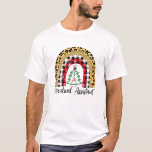 Leopard Plaid Rainbow Medical Assistant Xmas Steth T-Shirt