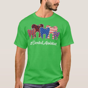 Leopard Plaid Tooth Teeth Dental Assistant 4th Of T-Shirt