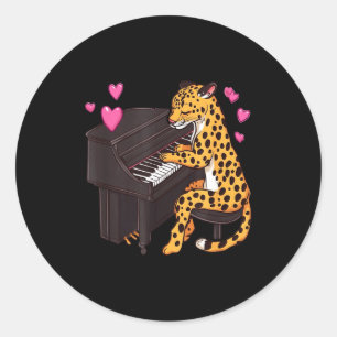 Leopard Playing Ano Valentines Day Funny Leopard  Classic Round Sticker