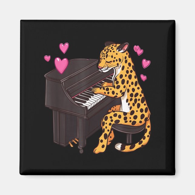 Leopard Playing Ano Valentines Day Funny Leopard  Magnet (Front)