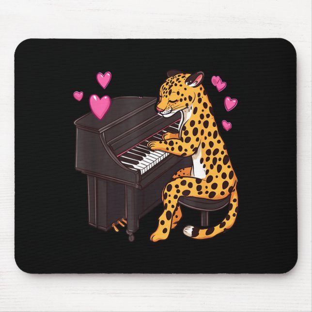 Leopard Playing Ano Valentines Day Funny Leopard  Mouse Mat (Front)