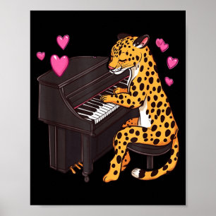 Leopard Playing Ano Valentines Day Funny Leopard Poster