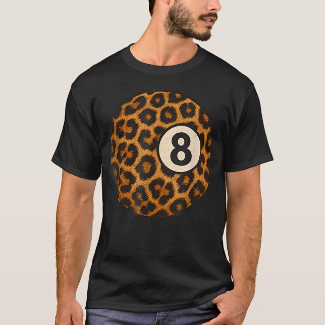 Leopard Pool Eight Ball Rustic Western T-Shirt (Front)
