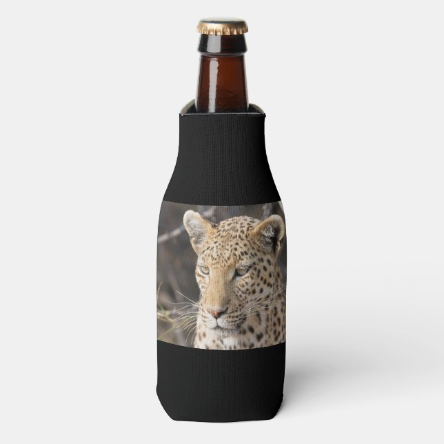 Leopard portrait bottle cooler (Bottle Front)