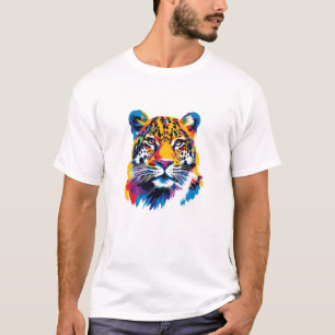 Leopard Portrait Illustration Watercolour Painting T-Shirt