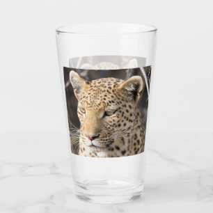 Leopard portrait photo glass