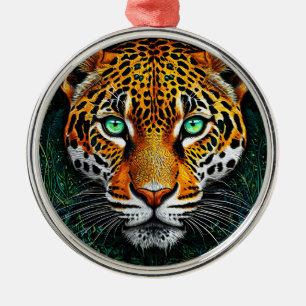 🐆 Leopard Portrait Safari Christmas Animal Gift Metal Tree Decoration
