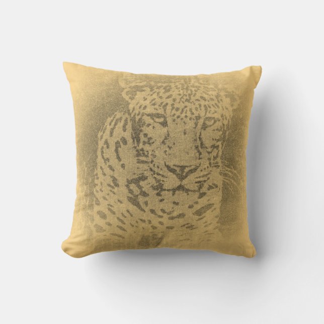 Leopard Portrait Vintage Pillow (Front)