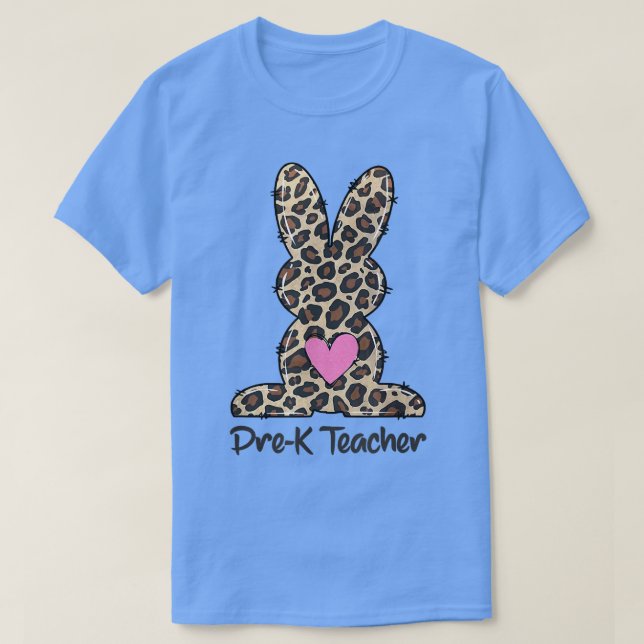 Leopard PreK Squad Teacher Easter Bunny Teacher Ea T-Shirt (Design Front)
