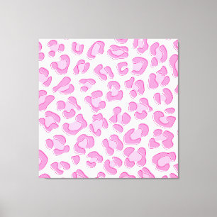 Leopard Preppy Pink Line Canvas Print