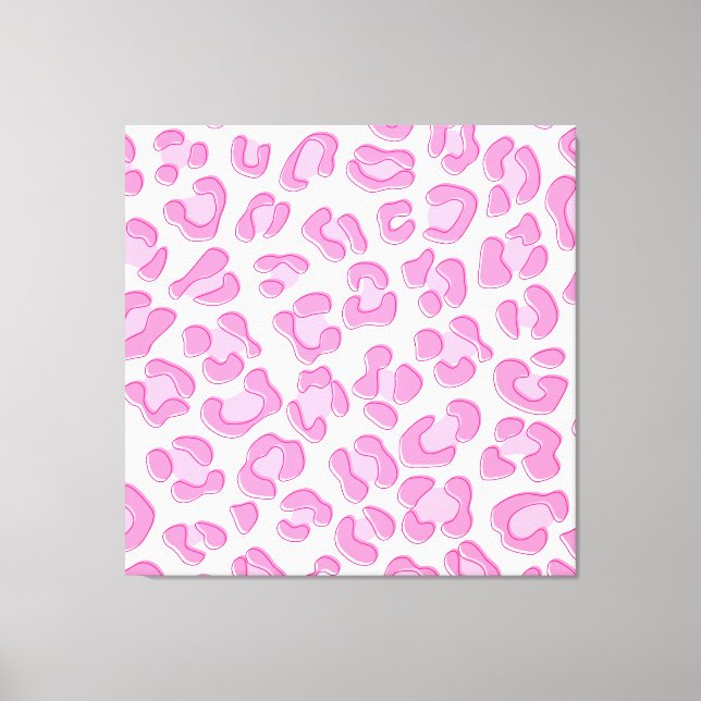 Leopard Preppy Pink Line Canvas Print (Front)