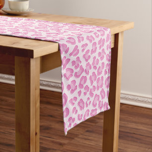 Leopard Preppy Pink Line Long Table Runner