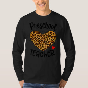 Leopard Preschool Teacher Back School Daycare Appr T-Shirt