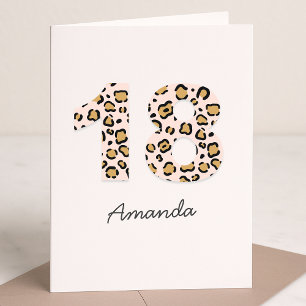 Leopard Print 18   Modern Cute Name 18th Birthday Card