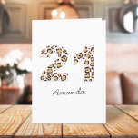 Leopard Print 21 | Modern Cute Name 21st Birthday Card<br><div class="desc">Simple, stylish and trendy leopard print age 21 greeting card in brown and black animal print on a pale pink background. The name and inside message in modern script can be easily personalized for a truly unique 21st birthday card for your loved one's special day! The design is also available...</div>