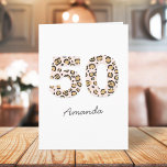 Leopard Print 50 | Modern Cute Name 50th Birthday Card<br><div class="desc">Simple, stylish and trendy leopard print age 50 greeting card in brown and black animal print on a pale pink background. The name and inside message in modern script can be easily personalized for a truly unique 50th birthday card for your loved one's special day! The design is also available...</div>