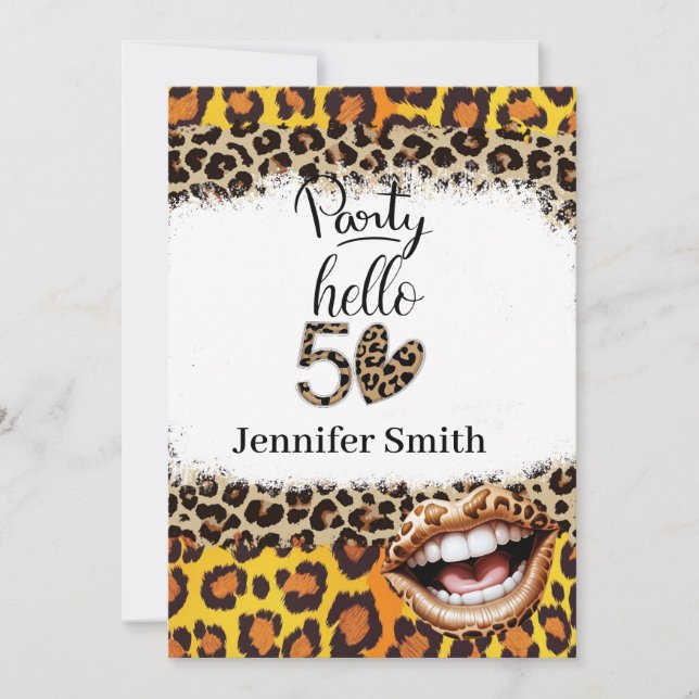Leopard print 50th Birthday for Woman Invitation (Front)