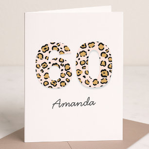 Leopard Print 60   Modern Cute Name 60th Birthday Card