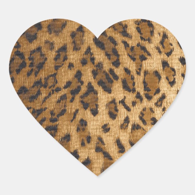 Leopard Print A monogram initials Heart Sticker (Front)